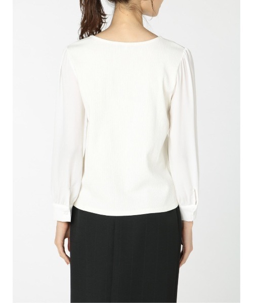m.f.editorial(エムエフエディトリアル)の「エムエフエディトリアルレディース/m.f.editorial:Women テレコレース ドッキング長袖プルオーバー(Tシャツ/カットソー・レディース・ベージュ/ホワイト・LARGE/MEDIUM)」の11枚目の写真