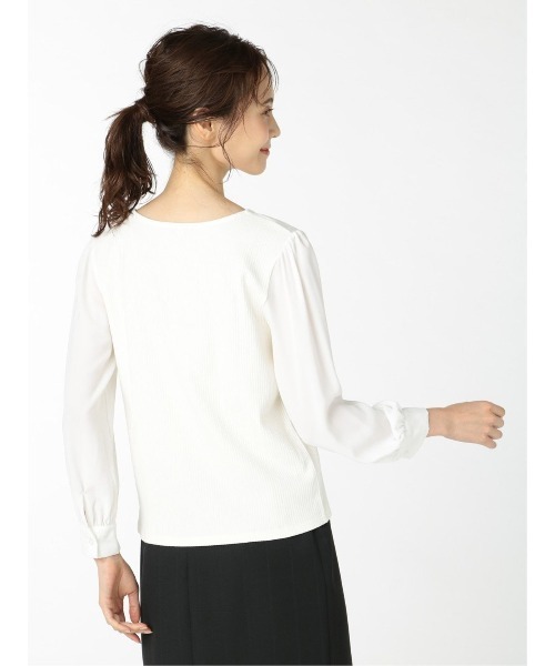 m.f.editorial(エムエフエディトリアル)の「エムエフエディトリアルレディース/m.f.editorial:Women テレコレース ドッキング長袖プルオーバー(Tシャツ/カットソー・レディース・ベージュ/ホワイト・LARGE/MEDIUM)」の10枚目の写真