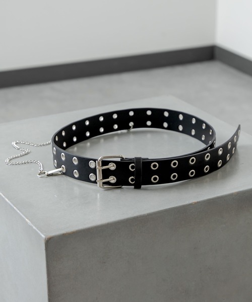 RASVOA(ラスボア)の「ダブルアイレットチェーンベルト(ベルト・レディース・ブラック・FREE)」の1枚目の写真