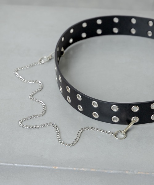 RASVOA(ラスボア)の「ダブルアイレットチェーンベルト(ベルト・レディース・ブラック・FREE)」の4枚目の写真