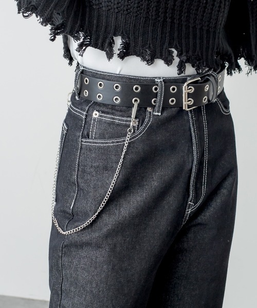 RASVOA(ラスボア)の「ダブルアイレットチェーンベルト(ベルト・レディース・ブラック・FREE)」の8枚目の写真