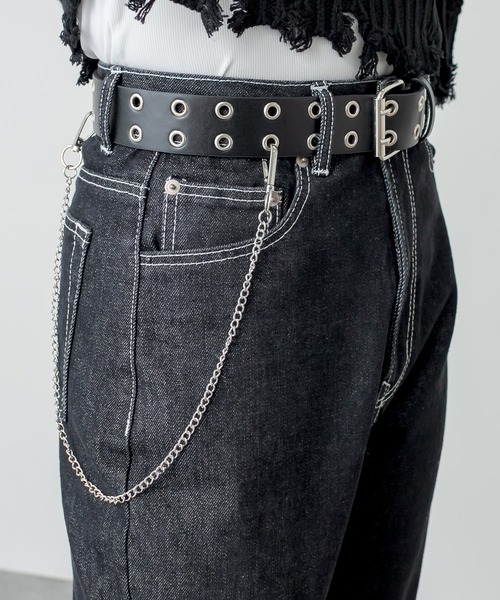 RASVOA(ラスボア)の「ダブルアイレットチェーンベルト(ベルト・レディース・ブラック・FREE)」の3枚目の写真