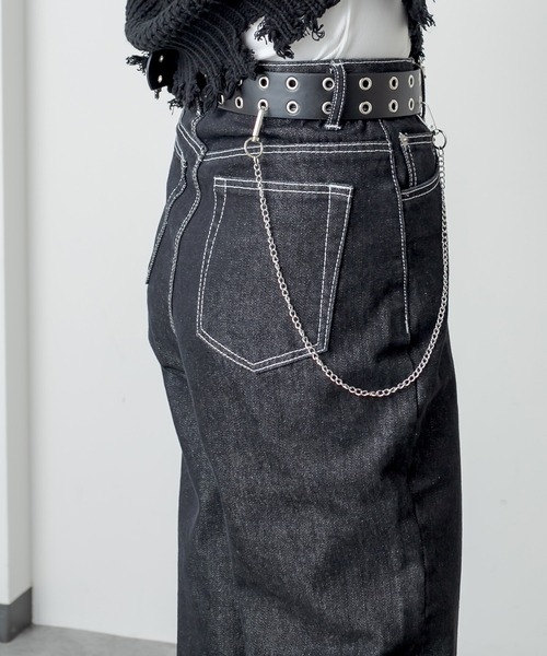 RASVOA(ラスボア)の「ダブルアイレットチェーンベルト(ベルト・レディース・ブラック・FREE)」の6枚目の写真