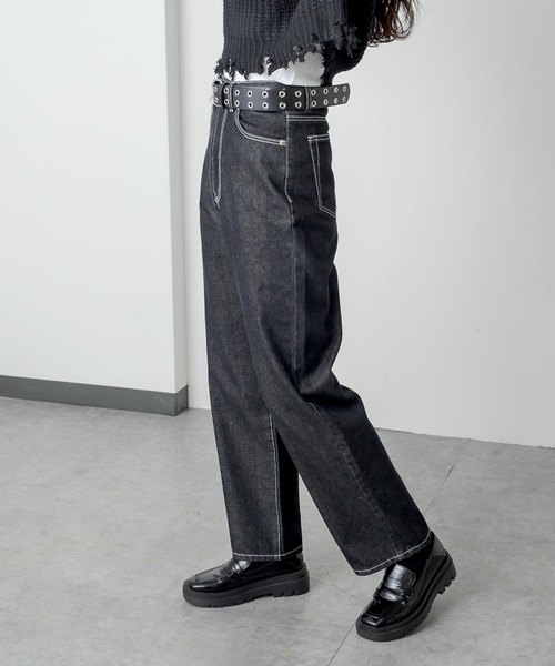 RASVOA(ラスボア)の「ダブルアイレットチェーンベルト(ベルト・レディース・ブラック・FREE)」の7枚目の写真