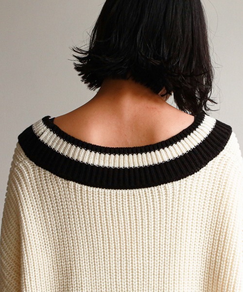 feepur（フェピュール）の「《ウォッシャブル》チルデンVネックオーバーニット（ニット/セーター・レディース・ブラック/オフホワイト/ブルー/グリーン系その他・MEDIUM）」の20枚目の写真