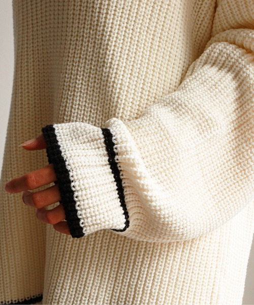 feepur（フェピュール）の「《ウォッシャブル》チルデンVネックオーバーニット（ニット/セーター・レディース・ブラック/オフホワイト/ブルー/グリーン系その他・MEDIUM）」の21枚目の写真