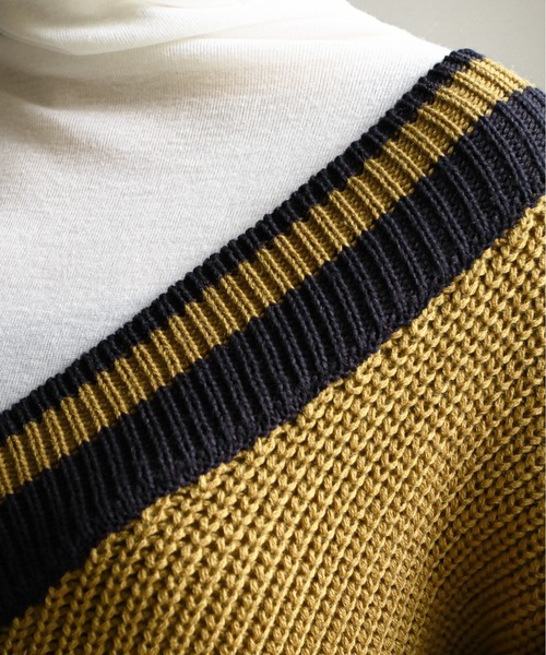 feepur（フェピュール）の「《ウォッシャブル》チルデンVネックオーバーニット（ニット/セーター・レディース・ブラック/オフホワイト/ブルー/グリーン系その他・MEDIUM）」の15枚目の写真