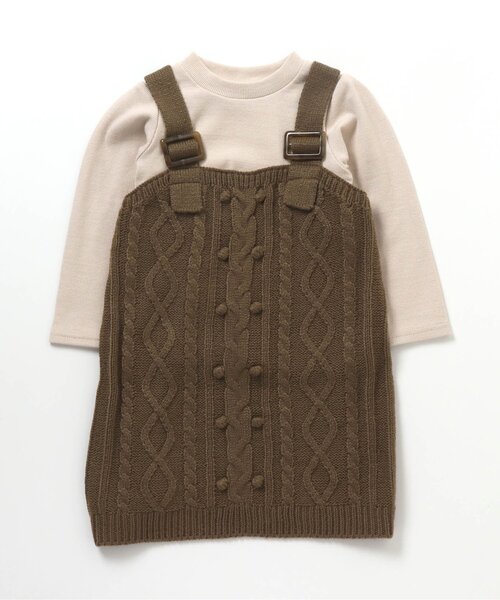 apres les cours（アプレレクール）の「WEB限定２Pセットニットワンピ（ワンピース・キッズ・アイボリー/サックスブルー/ブラウン・80/90/120/100/110/140/130）」の2枚目の写真