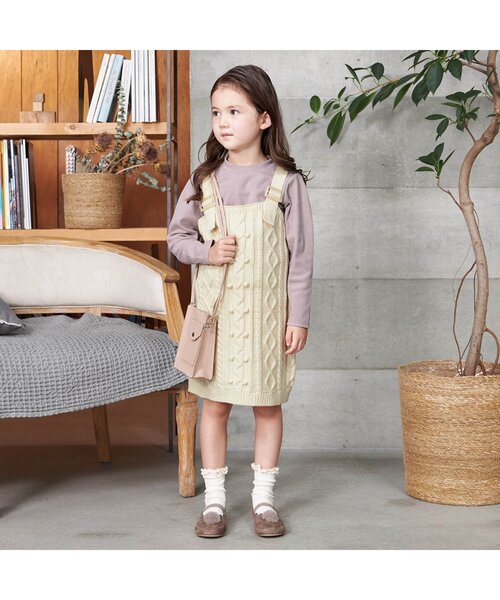 apres les cours（アプレレクール）の「WEB限定２Pセットニットワンピ（ワンピース・キッズ・アイボリー/サックスブルー/ブラウン・80/90/120/100/110/140/130）」の4枚目の写真