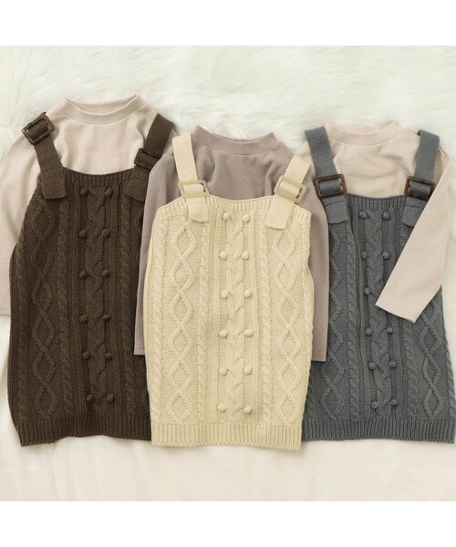 apres les cours（アプレレクール）の「WEB限定２Pセットニットワンピ（ワンピース・キッズ・アイボリー/サックスブルー/ブラウン・80/90/120/100/110/140/130）」の6枚目の写真