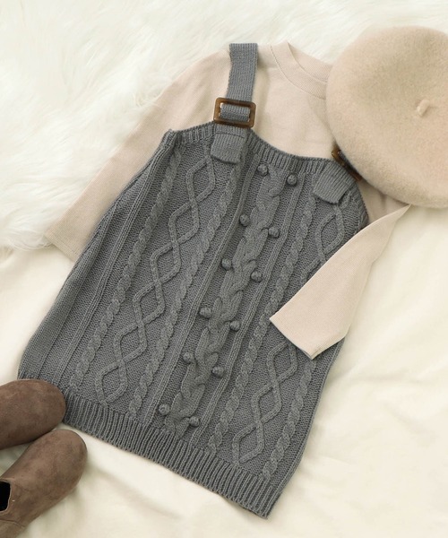 apres les cours（アプレレクール）の「WEB限定２Pセットニットワンピ（ワンピース・キッズ・アイボリー/サックスブルー/ブラウン・80/90/120/100/110/140/130）」の3枚目の写真