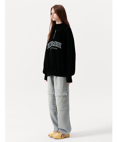 KIRSH（キルシー）の「A'GEM/9 × .kom『KIRSH/キルシー』ARCH LOGO HALF ZIPUP/アーチロゴ ハーフジップ スウェットシャツ（スウェット・レディース・ブラック/グレー・FREE）」の6枚目の写真