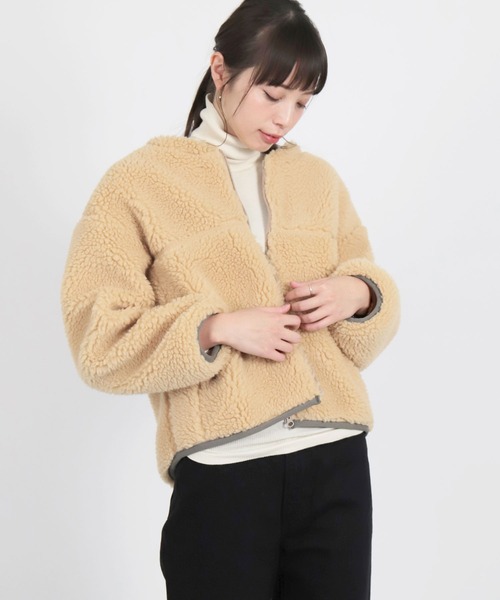 D.M.G.（ドミンゴ）の「[D.M.G / ディーエムジー]　レトロフリースボアブルゾン（ブルゾン・レディース・ブラック/ベージュ・FREE）」の3枚目の写真