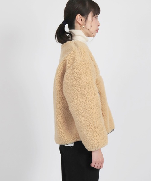 D.M.G.（ドミンゴ）の「[D.M.G / ディーエムジー]　レトロフリースボアブルゾン（ブルゾン・レディース・ブラック/ベージュ・FREE）」の4枚目の写真