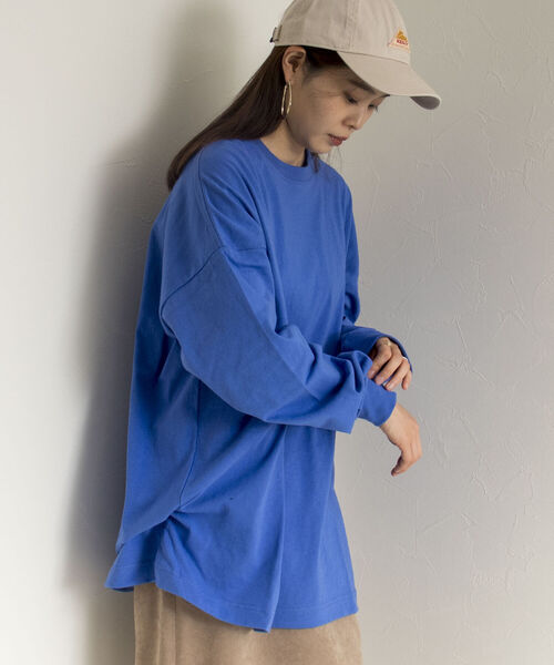 GLOSTER（グロスター）の「【GLOSTER/グロスター】オーバーサイズ ロングスリーブTシャツ ビックシルエット ドロップショルダー クルーネック 無地（Tシャツ/カットソー・メンズ・ホワイト/チャコールグレー/ブルー/ミント・MEDIUM/LARGE）」の21枚目の写真