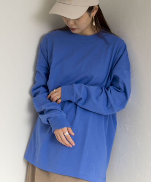 GLOSTER（グロスター）の「【GLOSTER/グロスター】オーバーサイズ ロングスリーブTシャツ ビックシルエット ドロップショルダー クルーネック 無地（Tシャツ/カットソー・メンズ・ホワイト/チャコールグレー/ブルー/ミント・MEDIUM/LARGE）」の19枚目の写真