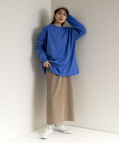 GLOSTER（グロスター）の「【GLOSTER/グロスター】オーバーサイズ ロングスリーブTシャツ ビックシルエット ドロップショルダー クルーネック 無地（Tシャツ/カットソー・メンズ・ホワイト/チャコールグレー/ブルー/ミント・MEDIUM/LARGE）」の18枚目の写真