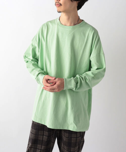 GLOSTER（グロスター）の「【GLOSTER/グロスター】オーバーサイズ ロングスリーブTシャツ ビックシルエット ドロップショルダー クルーネック 無地（Tシャツ/カットソー・メンズ・ホワイト/チャコールグレー/ブルー/ミント・MEDIUM/LARGE）」の10枚目の写真