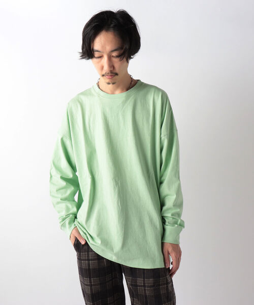 GLOSTER（グロスター）の「【GLOSTER/グロスター】オーバーサイズ ロングスリーブTシャツ ビックシルエット ドロップショルダー クルーネック 無地（Tシャツ/カットソー・メンズ・ホワイト/チャコールグレー/ブルー/ミント・MEDIUM/LARGE）」の7枚目の写真