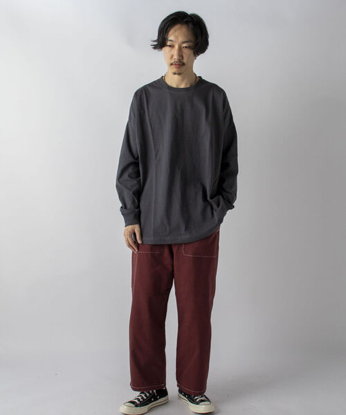 GLOSTER（グロスター）の「【GLOSTER/グロスター】オーバーサイズ ロングスリーブTシャツ ビックシルエット ドロップショルダー クルーネック 無地（Tシャツ/カットソー・メンズ・ホワイト/チャコールグレー/ブルー/ミント・MEDIUM/LARGE）」の6枚目の写真