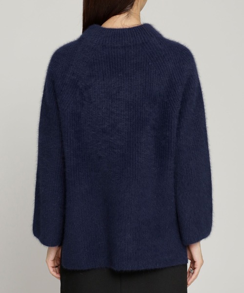 NANO universe（ナノユニバース）の「洗えるフォックス 畦モックネックニットプルオーバー 長袖（ニット/セーター・レディース・ネイビー/オフホワイト/ピンクベージュ・38/36）」の7枚目の写真