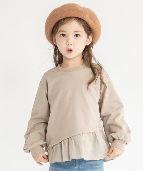 BRANSHES（ブランシェス）の「【WEB限定】裾フリルトレーナー（スウェット・キッズ・チャコールグレー/ベージュ/ラベンダー・130/110/140/150/100/120）」の12枚目の写真