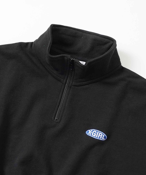 X-girl(エックスガール)の「BASIC OVAL LOGO HALF ZIP SWEAT TOP(スウェット・レディース・グリーン/ブラック/アッシュ・S/M)」の8枚目の写真