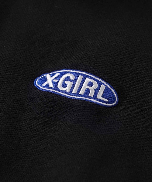 X-girl(エックスガール)の「BASIC OVAL LOGO HALF ZIP SWEAT TOP(スウェット・レディース・グリーン/ブラック/アッシュ・S/M)」の10枚目の写真