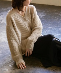 ファースリーブニットカーディガン◆