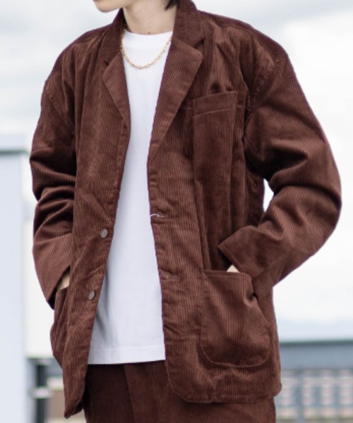 NYLAUS(ナイラス)の「太畝コーデュロイ ワイドテーラードジャケット(テーラードジャケット・メンズ・ブラック/ブラウン/カーキ/アイボリー・LL/L/M)」の3枚目の写真