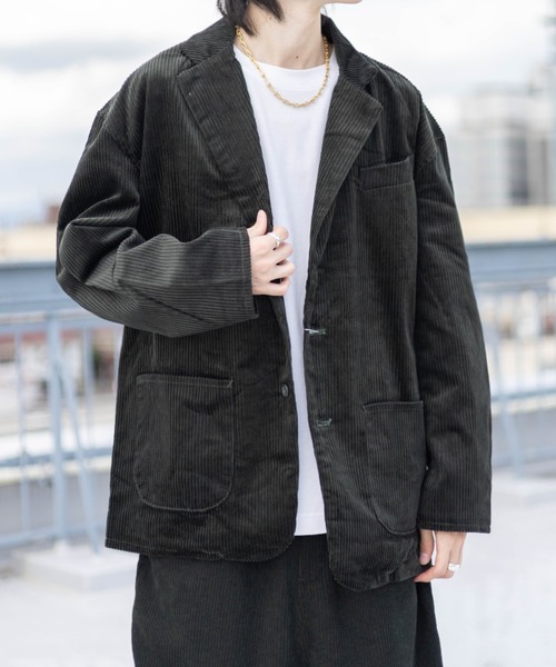 NYLAUS(ナイラス)の「太畝コーデュロイ ワイドテーラードジャケット(テーラードジャケット・メンズ・ブラック/ブラウン/カーキ/アイボリー・LL/L/M)」の4枚目の写真
