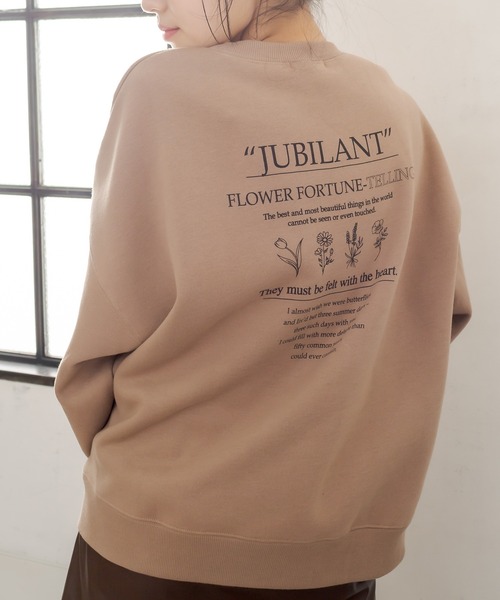 OLIVE des OLIVE(オリーブデオリーブ)の「カジュアル可愛く仕上げる。フラワーズ裏起毛プルオーバー/裏起毛スウェット(スウェット・レディース・ベージュ/ネイビー/グリーン/アイボリー/ピンク/ライトグレー・FREE)」の3枚目の写真