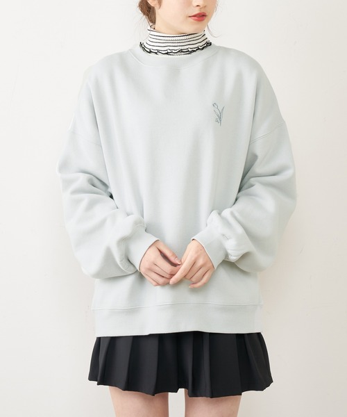 OLIVE des OLIVE(オリーブデオリーブ)の「カジュアル可愛く仕上げる。フラワーズ裏起毛プルオーバー/裏起毛スウェット(スウェット・レディース・ベージュ/ネイビー/グリーン/アイボリー/ピンク/ライトグレー・FREE)」の14枚目の写真