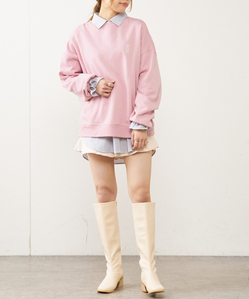 OLIVE des OLIVE(オリーブデオリーブ)の「カジュアル可愛く仕上げる。フラワーズ裏起毛プルオーバー/裏起毛スウェット(スウェット・レディース・ベージュ/ネイビー/グリーン/アイボリー/ピンク/ライトグレー・FREE)」の17枚目の写真