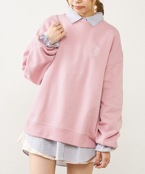 OLIVE des OLIVE(オリーブデオリーブ)の「カジュアル可愛く仕上げる。フラワーズ裏起毛プルオーバー/裏起毛スウェット(スウェット・レディース・ベージュ/ネイビー/グリーン/アイボリー/ピンク/ライトグレー・FREE)」の20枚目の写真