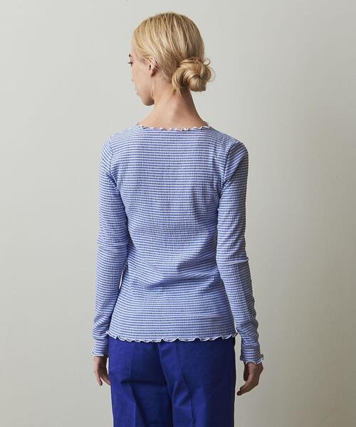 Steven Alan(スティーブンアラン)の「<Steven Alan>CRAPE BORDER PULLOVER/カットソー(Tシャツ/カットソー・レディース・ライトブルー/ブラウン・FREE)」の7枚目の写真