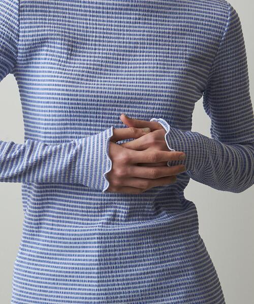 Steven Alan(スティーブンアラン)の「<Steven Alan>CRAPE BORDER PULLOVER/カットソー(Tシャツ/カットソー・レディース・ライトブルー/ブラウン・FREE)」の15枚目の写真