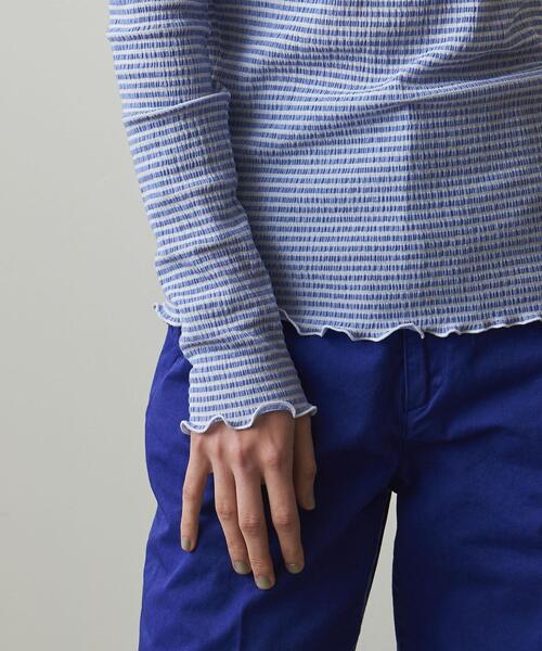 Steven Alan(スティーブンアラン)の「<Steven Alan>CRAPE BORDER PULLOVER/カットソー(Tシャツ/カットソー・レディース・ライトブルー/ブラウン・FREE)」の11枚目の写真
