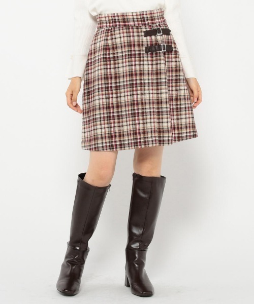 ベルト付きチェック台形スカート スカート スカート Masch Misch Masch ミッシュマッシュ のファッション