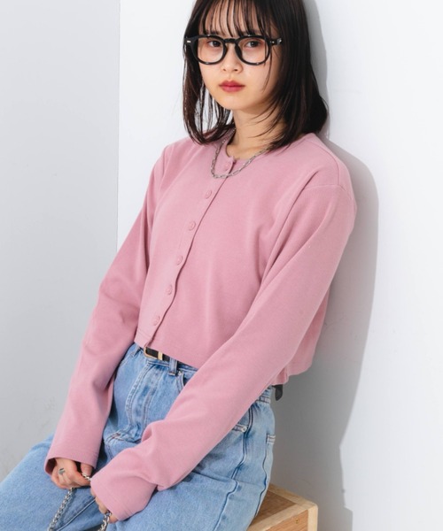 nemne store（ネンネストア）の「【2点セット】カップ付きキャミ＋コンパクトカラーカーディガン（カーディガン/ボレロ・レディース・パープル/ピンク/オレンジ/グリーン/クリーム・フリー）」の12枚目の写真