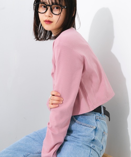 nemne store（ネンネストア）の「【2点セット】カップ付きキャミ＋コンパクトカラーカーディガン（カーディガン/ボレロ・レディース・パープル/ピンク/オレンジ/グリーン/クリーム・フリー）」の14枚目の写真