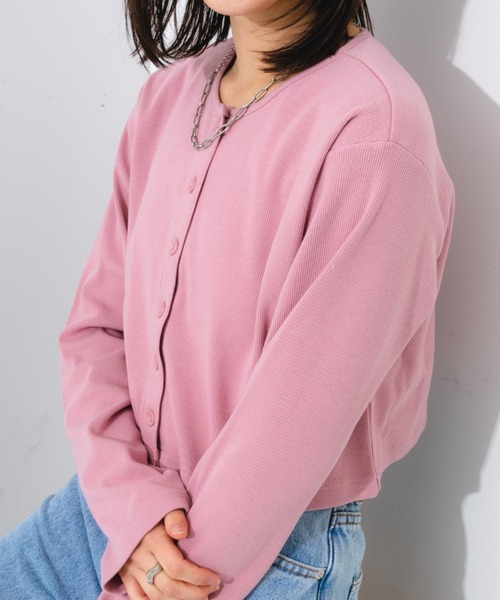 nemne store（ネンネストア）の「【2点セット】カップ付きキャミ＋コンパクトカラーカーディガン（カーディガン/ボレロ・レディース・パープル/ピンク/オレンジ/グリーン/クリーム・フリー）」の15枚目の写真