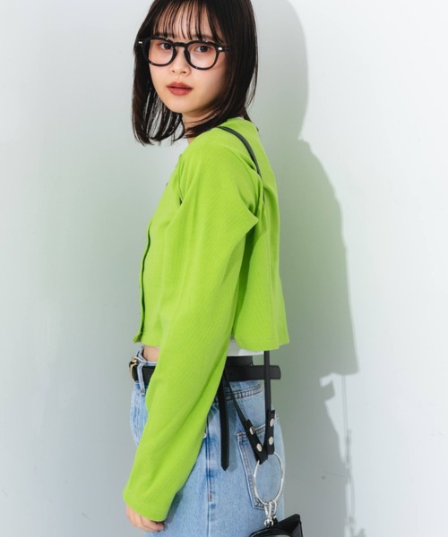 nemne store（ネンネストア）の「【2点セット】カップ付きキャミ＋コンパクトカラーカーディガン（カーディガン/ボレロ・レディース・パープル/ピンク/オレンジ/グリーン/クリーム・フリー）」の21枚目の写真