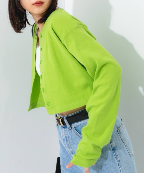 nemne store（ネンネストア）の「【2点セット】カップ付きキャミ＋コンパクトカラーカーディガン（カーディガン/ボレロ・レディース・パープル/ピンク/オレンジ/グリーン/クリーム・フリー）」の20枚目の写真