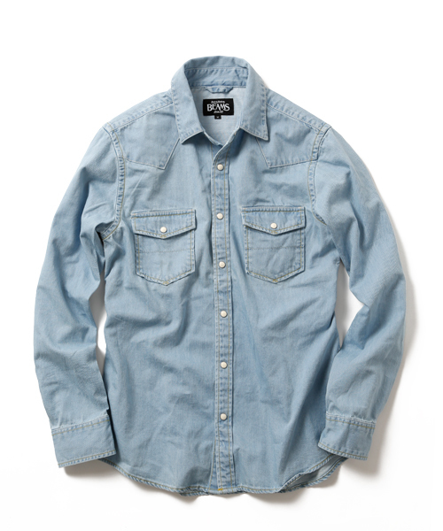 BEAMS（ビームス）の「BEAMS / デニム ウエスタンシャツ（シャツ/ブラウス・メンズ・インディゴブルー/サックスブルー・LARGE/MEDIUM/SMALL）」の2枚目の写真