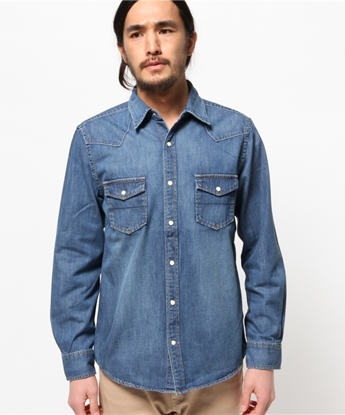 BEAMS（ビームス）の「BEAMS / デニム ウエスタンシャツ（シャツ/ブラウス・メンズ・インディゴブルー/サックスブルー・LARGE/MEDIUM/SMALL）」の4枚目の写真