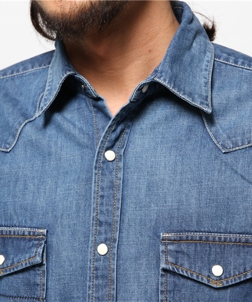 BEAMS（ビームス）の「BEAMS / デニム ウエスタンシャツ（シャツ/ブラウス・メンズ・インディゴブルー/サックスブルー・LARGE/MEDIUM/SMALL）」の9枚目の写真