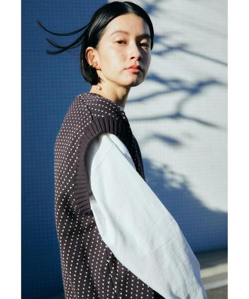 green label relaxing(グリーンレーベルリラクシング)の「【WEB限定】<GLR or> バーズアイ クルーネック ニット ベスト -ユニセックス-(ベスト・メンズ・ダークグリーン/ベージュ/ネイビー・M/S/L)」の4枚目の写真