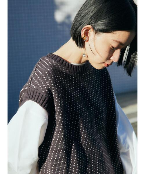 green label relaxing(グリーンレーベルリラクシング)の「【WEB限定】<GLR or> バーズアイ クルーネック ニット ベスト -ユニセックス-(ベスト・メンズ・ダークグリーン/ベージュ/ネイビー・M/S/L)」の8枚目の写真