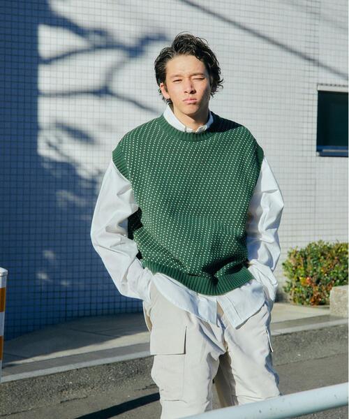 green label relaxing(グリーンレーベルリラクシング)の「【WEB限定】<GLR or> バーズアイ クルーネック ニット ベスト -ユニセックス-(ベスト・メンズ・ダークグリーン/ベージュ/ネイビー・M/S/L)」の12枚目の写真
